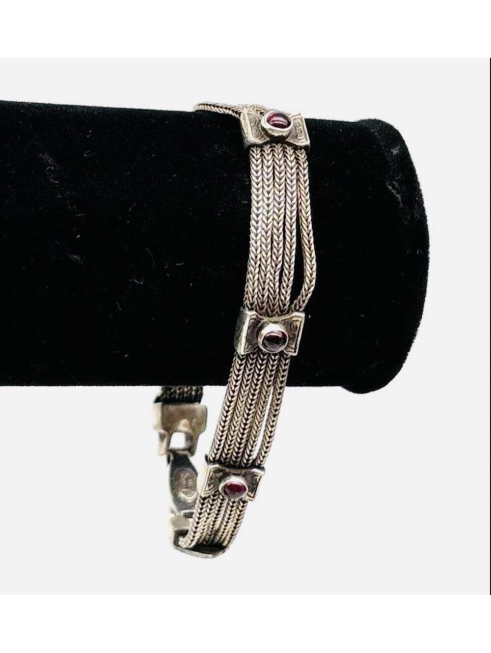 Vintage Gomesevi Anatoli 925 Garnet Chain Bracelet